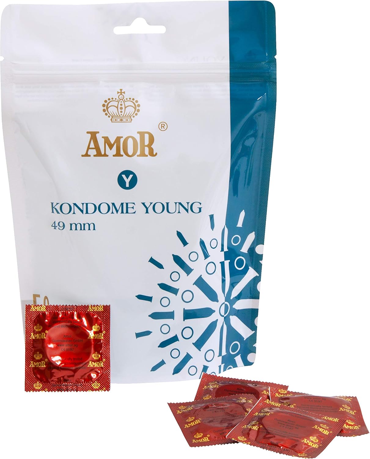 AMOR Premium Condoms, Narrow Fit diameter 49 mm, Pack of 50, Enge-50, 50 count (Pack of 1) - Image 3