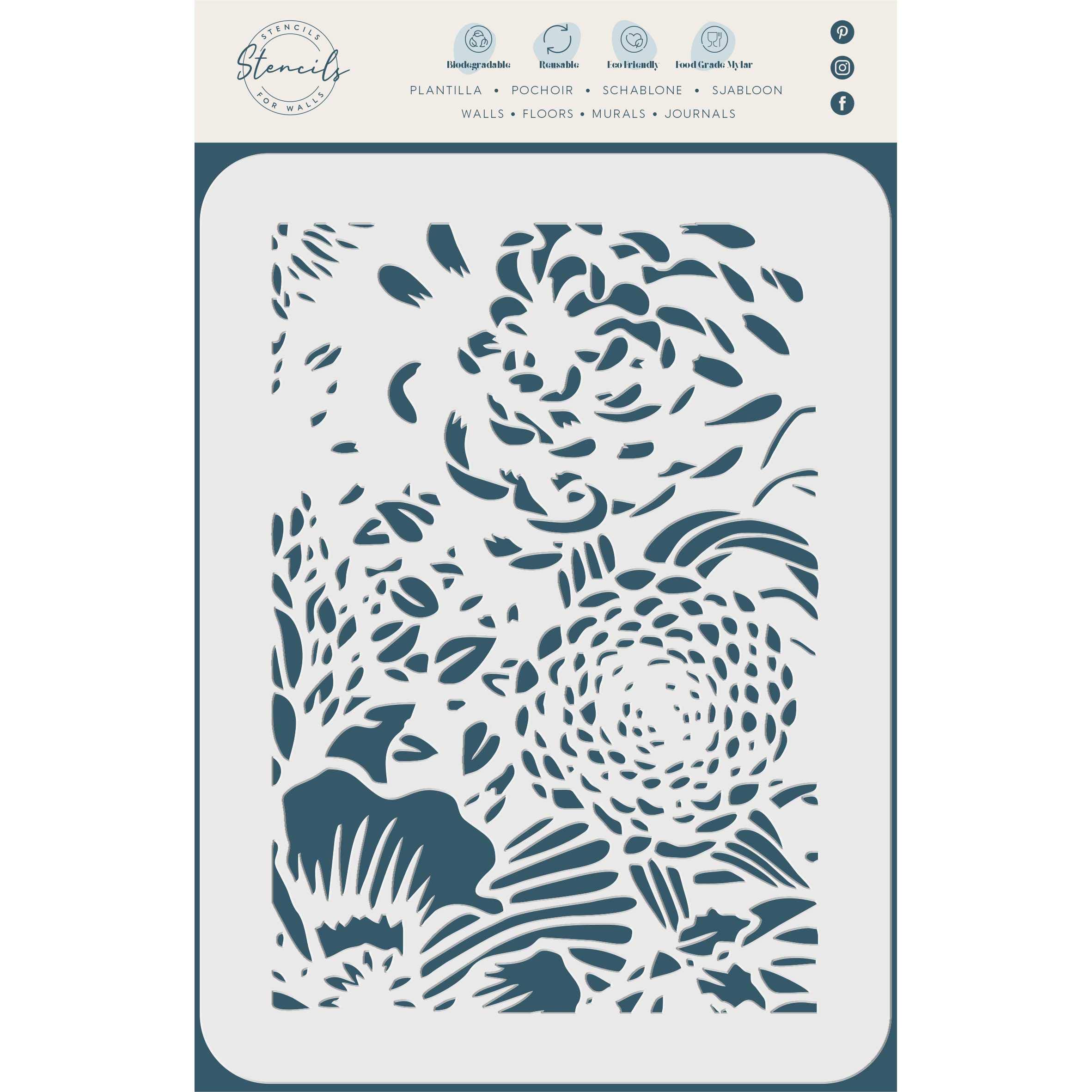Flower Layering Stencil, 11.4 x 16.5 cm - Grunge Flower Stencil Mask use to Add Texture, Design and Accents to Mixed Media Backgrounds