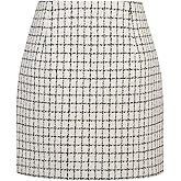 IDEALSANXUN Womens High Waist Plaid Skirt Bodycon Pencil Wool Mini Skirts