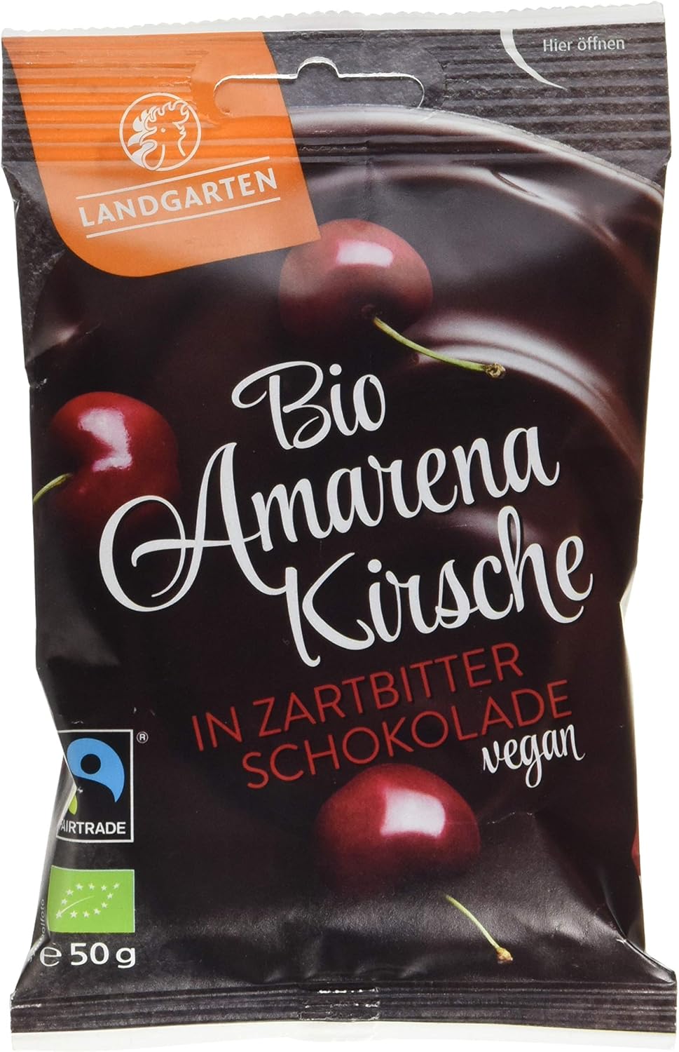 Landgarten Fruits Au Chocolat Noir Bio Cerises Amarena 50g