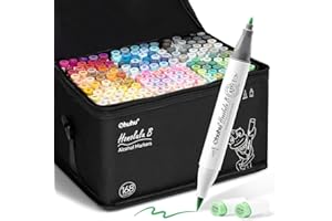 Ohuhu Marqueurs à alcool pointe pinceau : lot de 168 marqueurs artistiques à double pointe pour artistes adultes illustration