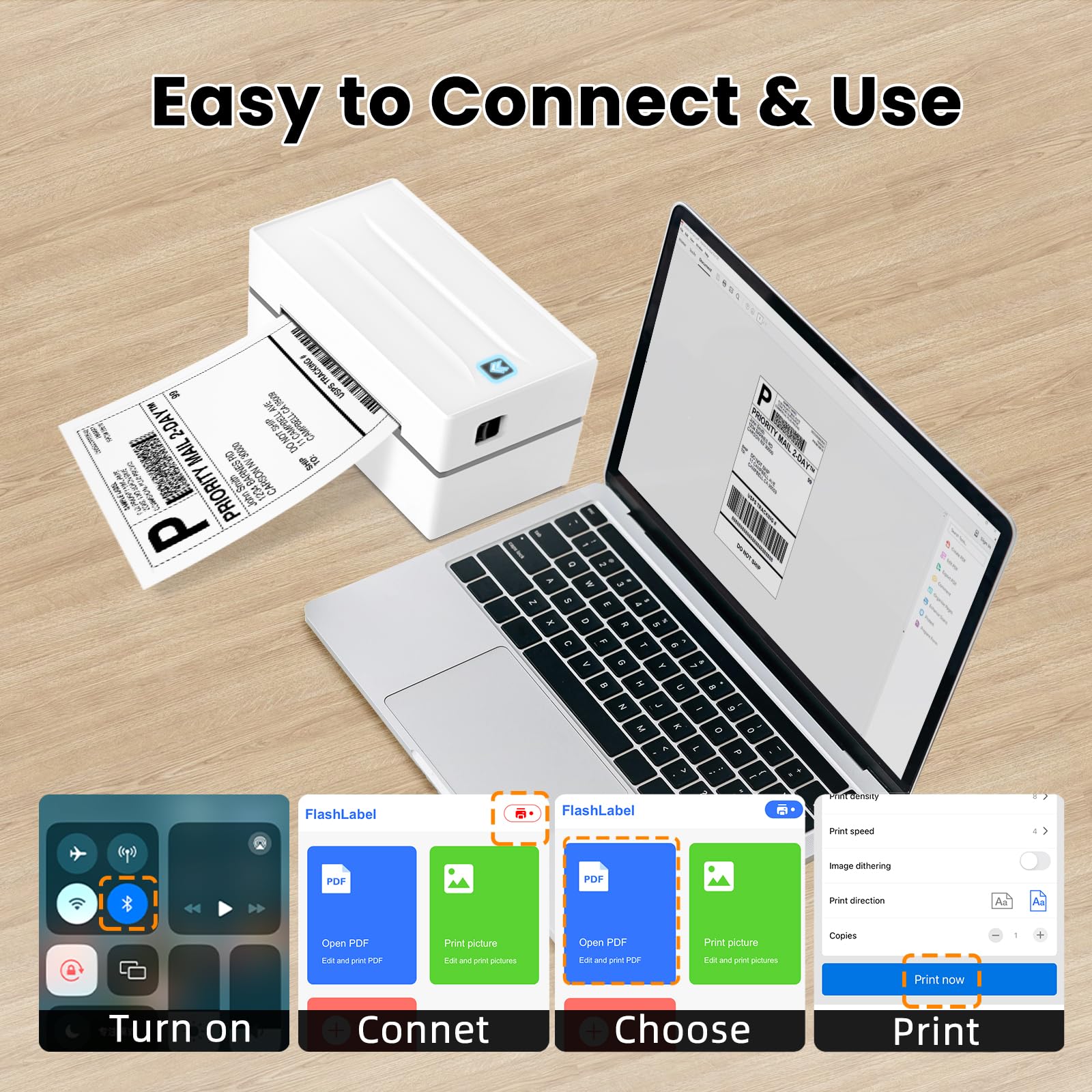 Anycash Bluetooth Thermal Label Printer, Wireless 4x6 Shipping Label Printers for Small Business, Compatible with Android&iOS and Windows, Address Label Printer for Amazon, Ebay, Shopify, Etsy, USPS