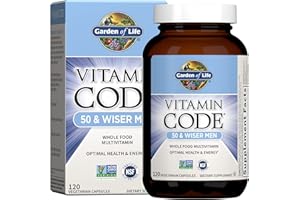 Garden of Life Multivitamin for Men, Vitamin Code 50 & Wiser Men's Raw Whole Food Vitamin Supplement with Probiotics, Vegetarian, 120 Capsules