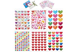 Konsait 60 Sheets Valentine Heart Stickers Love Decorative Sticker for Kids Envelopes Cards Craft Scrapbooking for Great Party Favors Gift Prize Class Rewards Award Praise (3000+ Colorful Heart)