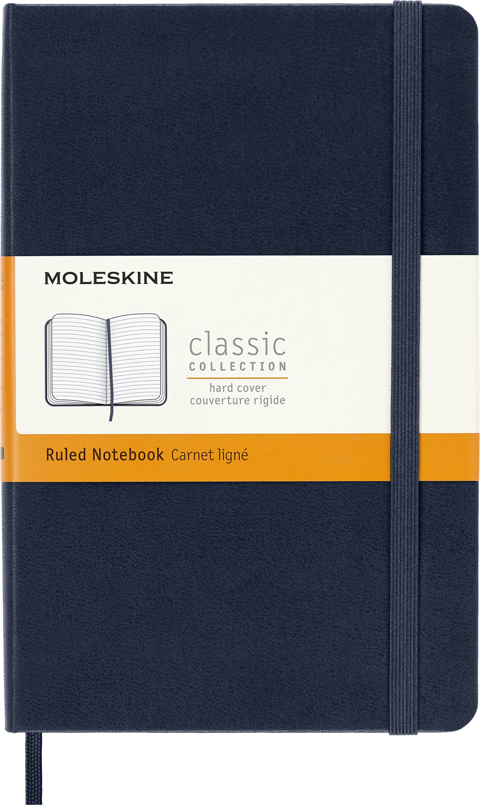 Moleskine Classic Notebook, Notebook With Ruled Pages, Hard Cover and Elastic Closure, Sapphire Blue, Medium, 11.5 x 18 cm, 208 Pages