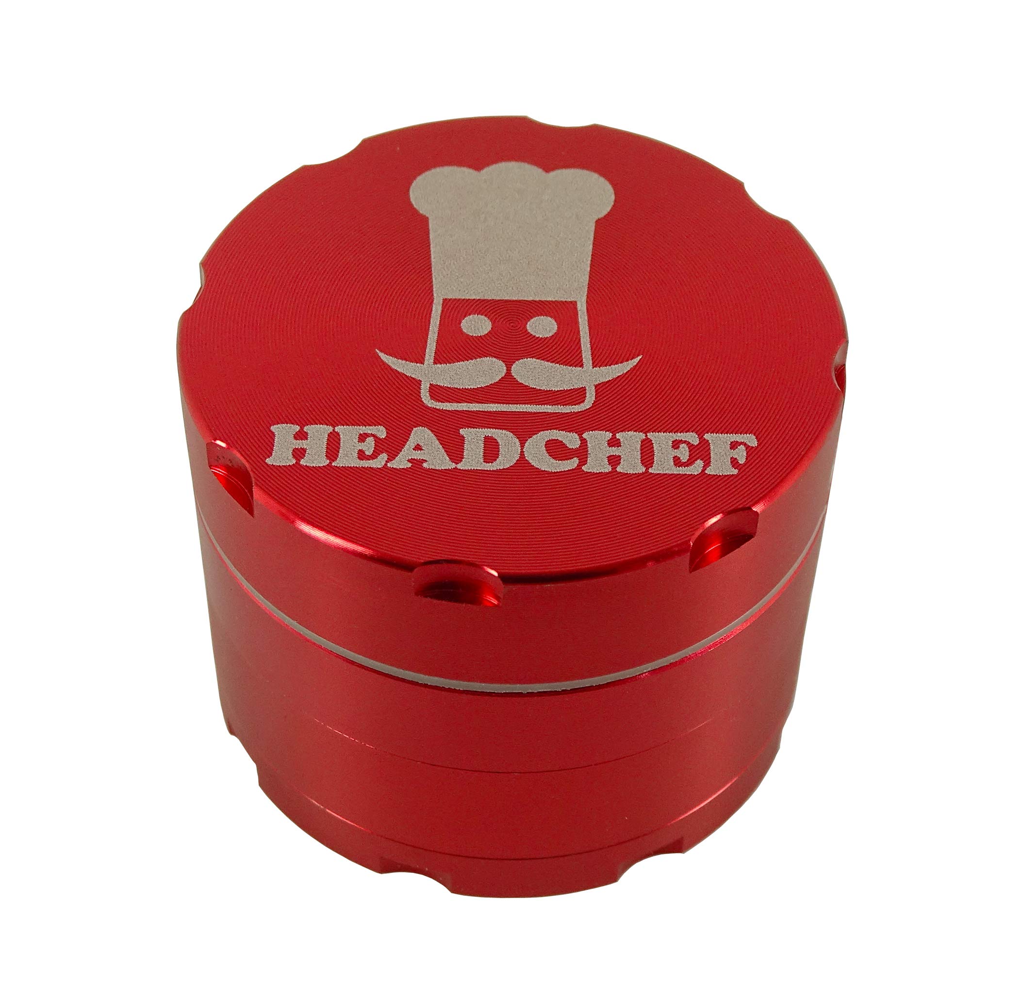 Headchef Razor, 4 Piece Grinder, Metal Herb Grinder with Sifter Scraper (Red, 40mm)