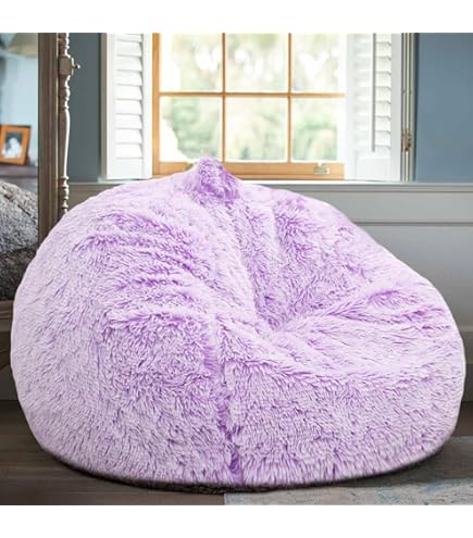 Amazon Purple Fluffy Bean Bag Chair Cozy Sack Bean Bag Chair