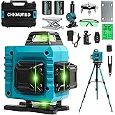 Laser Level 16-Line 4x360°4D Green Cross, with 2 Batteries, Remote Control, Aluminum Base and 40” Tripod, IP-54 Waterproof, P