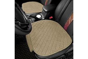 surpassme 2pc Comfortable Car Seat Covers Universal Front Seat Covers for Car Accessories with Storage Pockets, Padded Car Interior Covers for Automotive, SUV, Truck, and Van(Khaki)