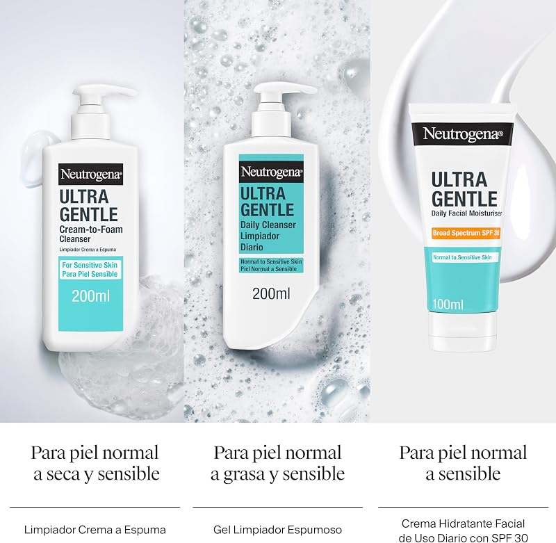 Hidratante Facial Ultra Suave de Uso Diário SPF 30 (100 ml), Protetor Solar de Espectro Largo 30 com CICA, Protetor Solar Facial Leve e Não Comedogénico, Pele Normal a Sensível