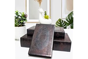 DROFELY Decorative book Box 1 set of 3, Book ornaments Wooden storage box Vintage style imitation leather decorative book box