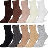 Eurzom 10 Pairs Brown Fuzzy Socks for Women Fluffy Warm Slipper Socks Bulk Winter Gifts for Home Sleeping