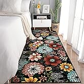 FRAMICS Hallway Runner Rug 2x6 Washable Rug Boho Runner Rug for Entryway Floral Area Rug Black Bedroom Rug Non Slip Kitchen R