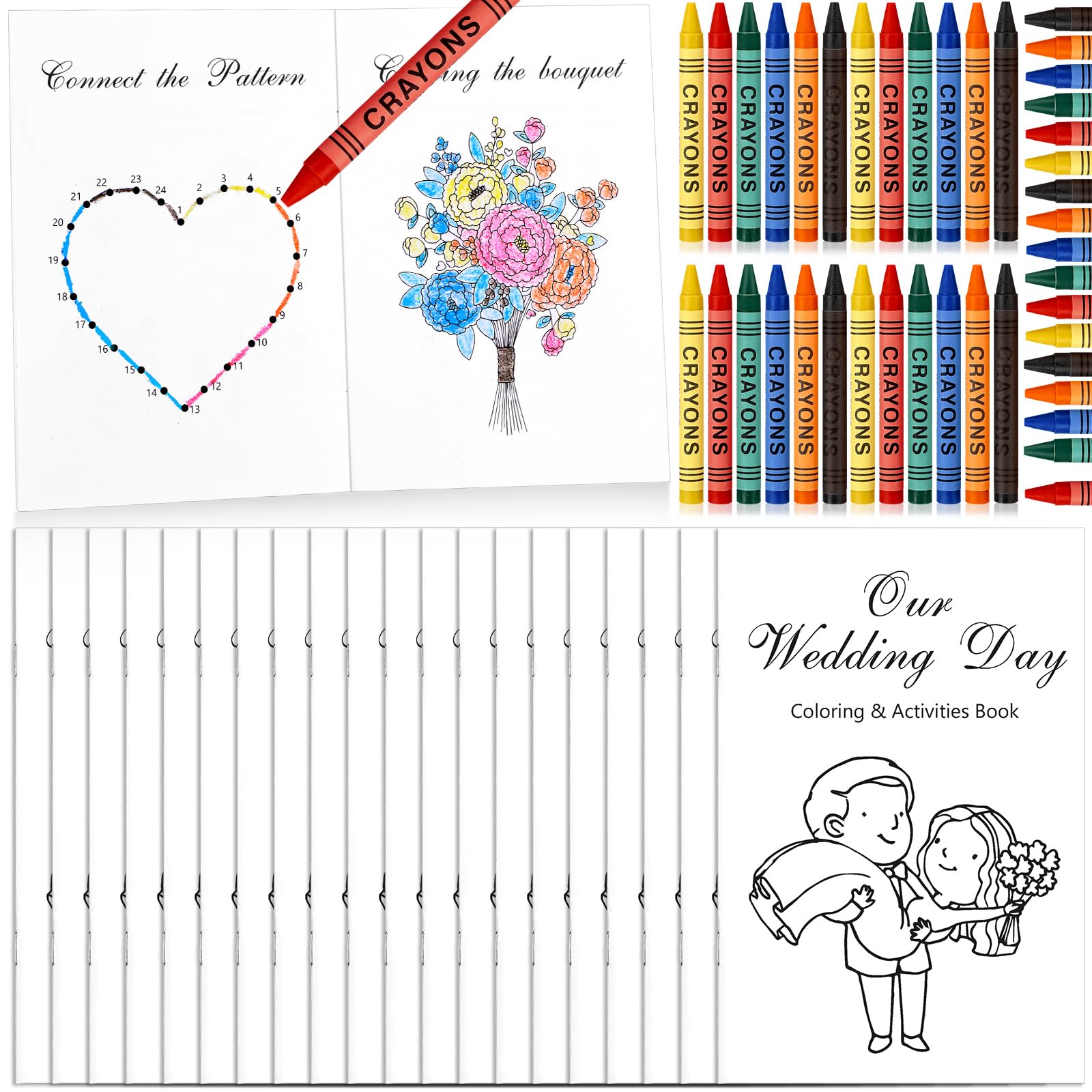 Photo 1 of Spakon 20 Set Wedding Activity Book Wedding Coloring Books for Kids Boy Girl Wedding Favors for Kids Wedding Games Favors Reception, 20 Pages, Crayons Included