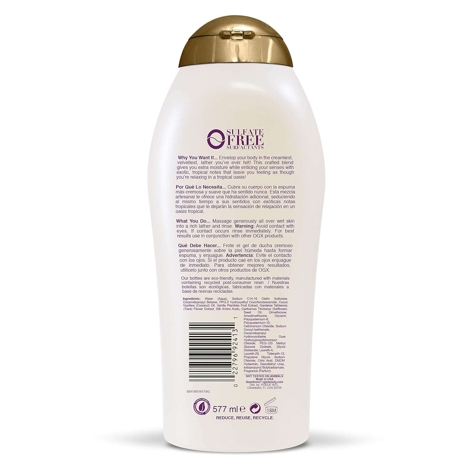 OGX Extra Creamy + Coconut Miracle Oil Ultra Moisture Body Wash, 19.5 Ounce : Beauty