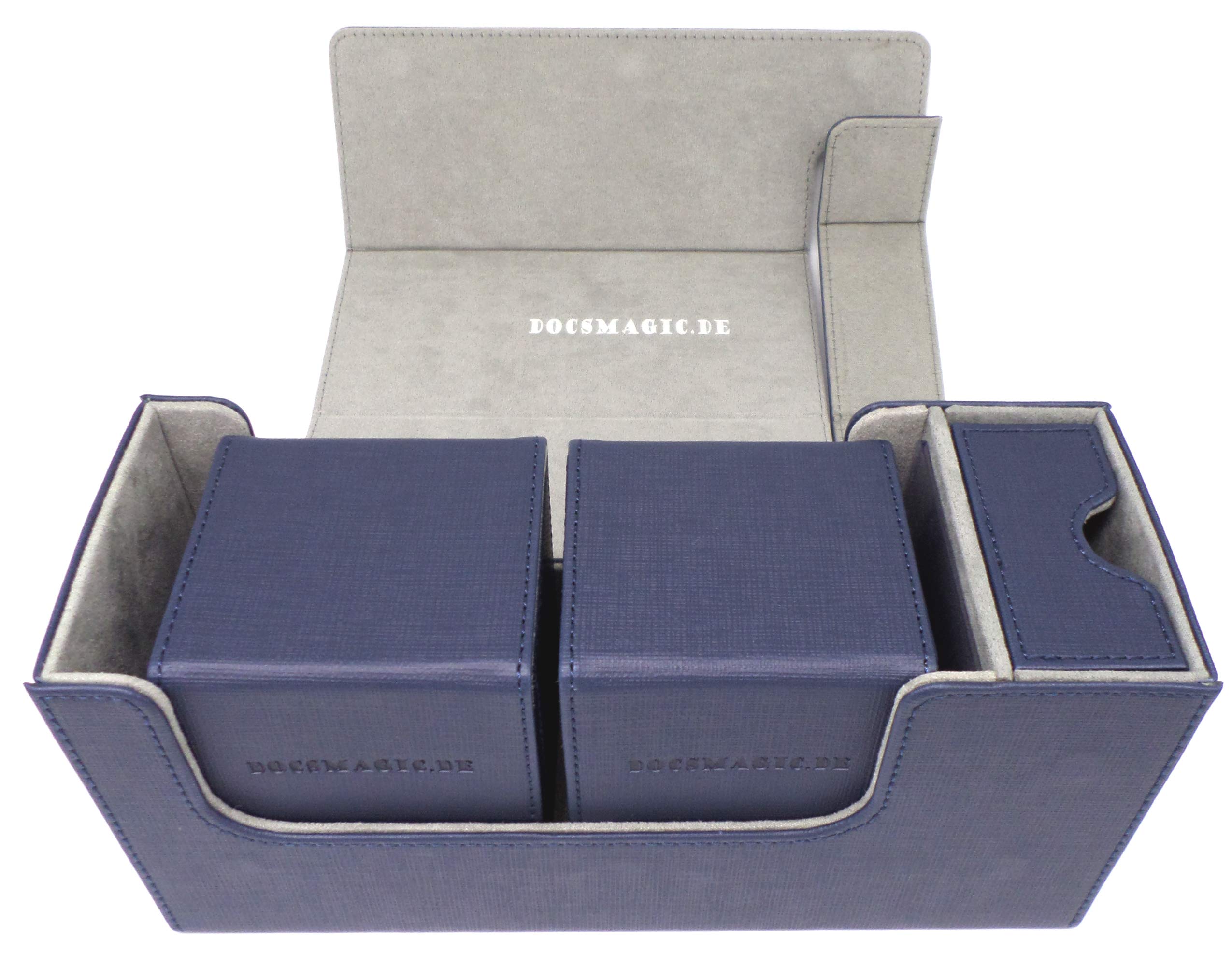 docsmagic.de Premium Magnetic Tray Long Box Dark Blue Small + 2 Flip Boxes