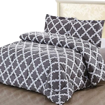 Buy Printed Queen Comforter Set Grey Luxurious Soft Brushed