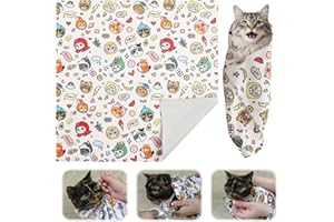 TamBee Cat Grooming Wrap Self-Adhesive Anti-Bite Anti-Scratch Cat Grooming Blanket Hammock Bathing Bag Calming Wrap for Clipp