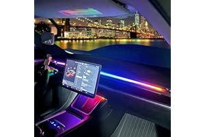 RYE LED Car Ambient Lighting Strip for Tesla High Brightness with APP Control Multiple Colors and Car LED Strip Lighting Neon Lights for Model 3/Y (Dashboard& Center Console)