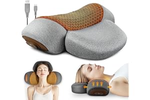 Fisiorest 3-in-1 Neck Massager Pillow, Neck Massager- Ergonomic Hump Neck Pillows with Traction, Heat & Vibration, Memory Foa