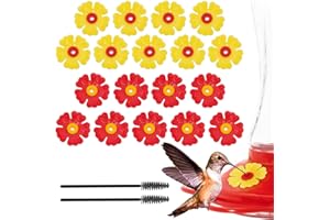 MEKKAPRO Humming Bird Feeder Replacement Flowers, 18 Flowers Replacement Set with 2 Cleaning Brushes, Hummingbird Feeder Repl