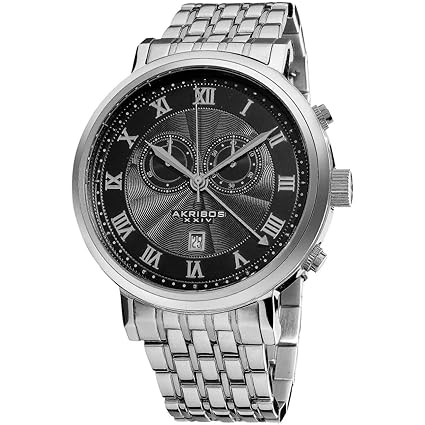 Akribos XXIV Mens AK590SSB Swiss Chronograph Stainless Steel Bracelet Watch