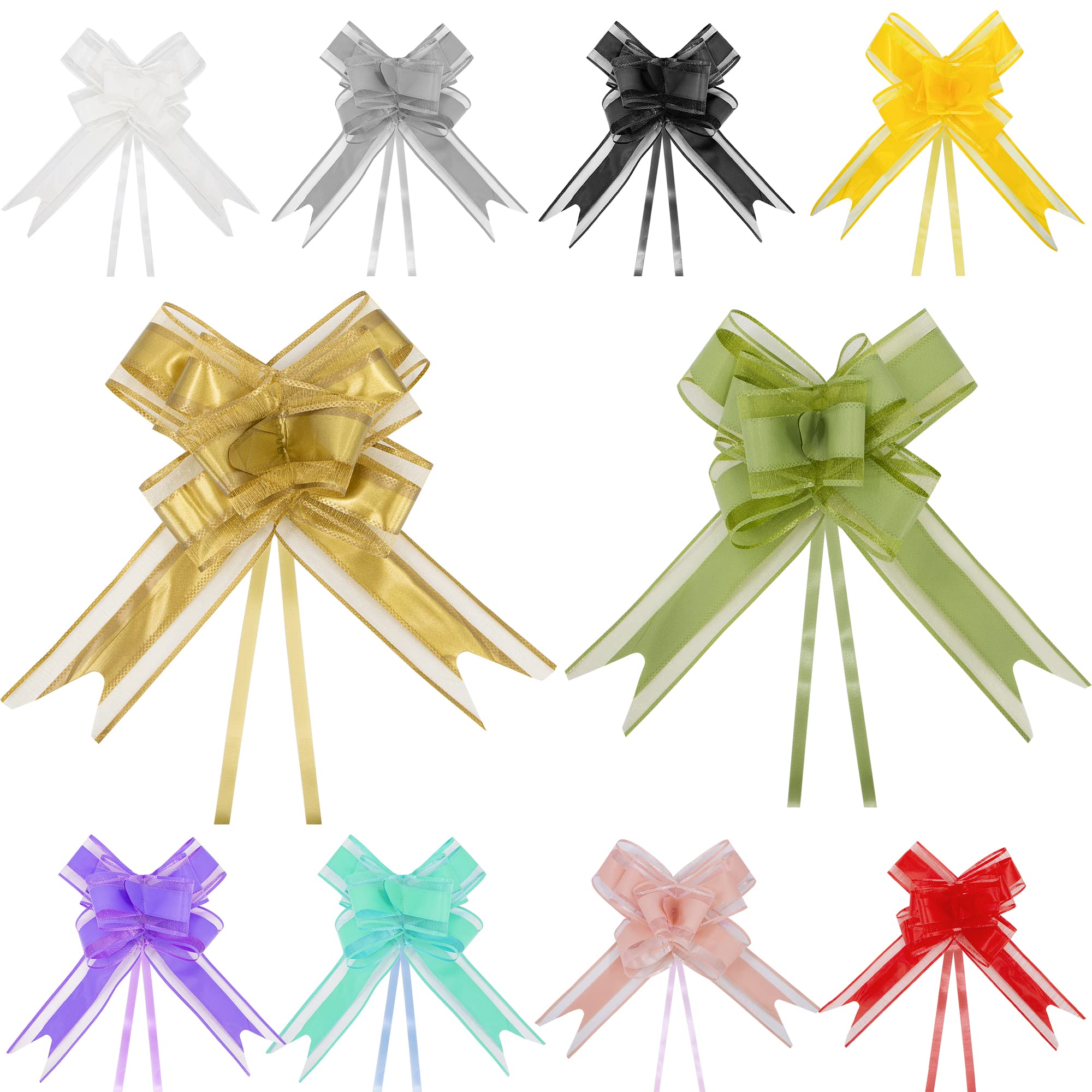 Time to Sparkle 20 PCS Pull Bows 16cm Large Organza Pull Bow Gift Wrapping Bows Present with Ribbon for Wedding Party Christmas Valentine's Day Elegant Shade