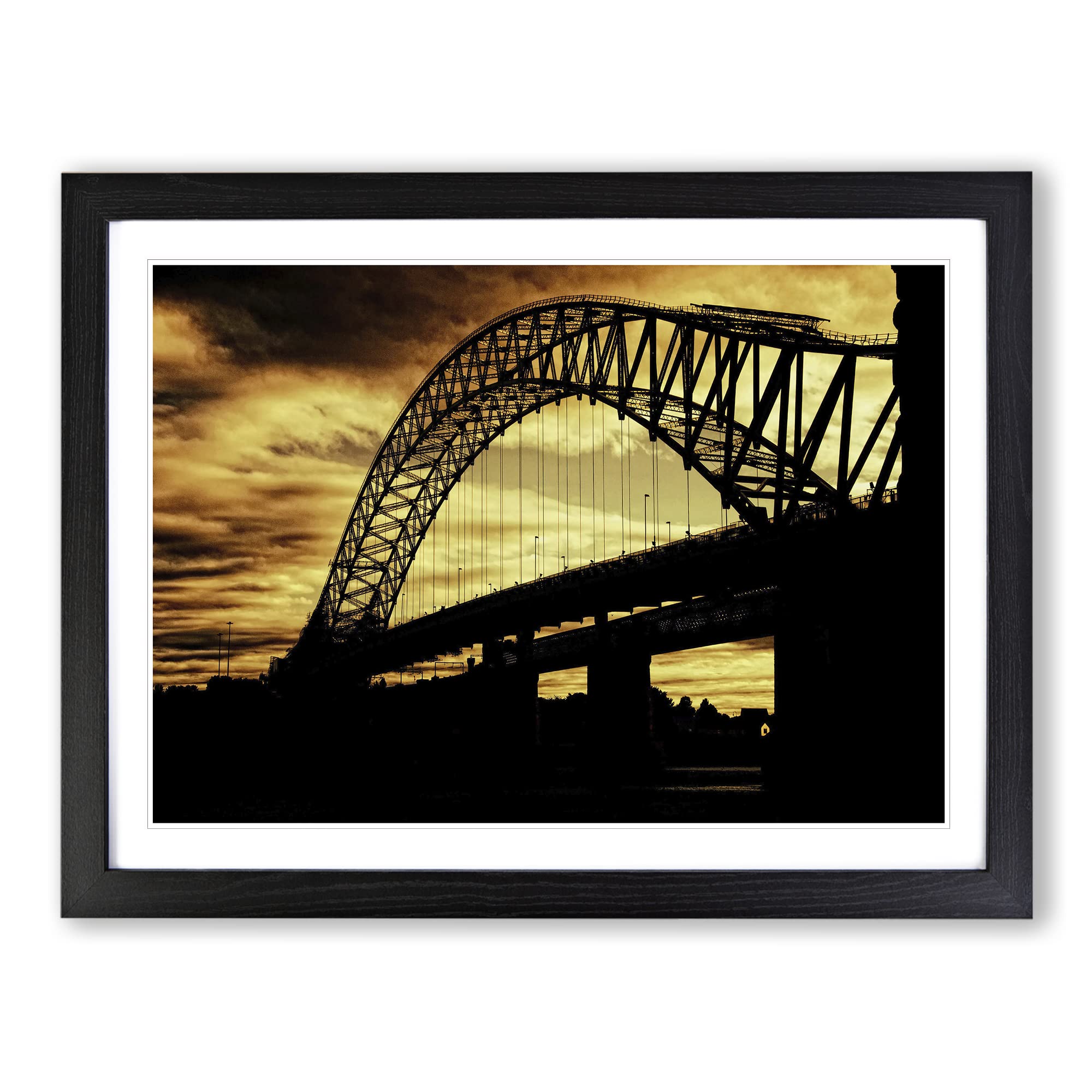 Silver Jubilee Bridge Manchester Modern Framed Print | A4 Black Framed Wall Art | Ready to Hang | Modern Cityscape Picture | Living Room Bedroom Lounge Office
