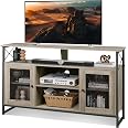 WLIVE 63 Inch TV Stand With LED Lights – Modern Console For 60-70 Inch TVs, 2 Drawers, 7 Shelves, Black