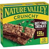 Nature Valley Crunchy Granola Bars, Oats &amp; Dark Chocolate, 12 ct, 8.94 oz | Whole Grain Oats with Dark Chocolate Pieces, 21g Whole Grain per Serving, No Artificial Flavors