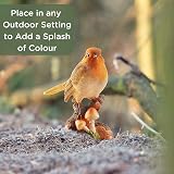 Muldale Robin Garden Ornament Mushrooms 13cm Resin Statue Outdoor view 3