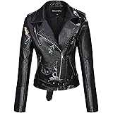 Bellivera Women's Faux Leather Jacket，Moto Casual Short Coat for Spring Fall and Winter