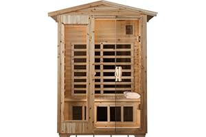 LTCCDSS Low EMF Outdoor Far Infrared Sauna 2-Person, Hemlock Wood Sauna for Home, Withstand Outdoor Temp -5℉-104℉, Bluetooth Speakers, LED Reading Lamps, Chromotherapy Light
