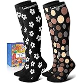 Lalapapa Thick Soft Cotton Compression Socks for Women Men 15-20mmHg Knee High Breathable Cotton Socks for All Day Comfort