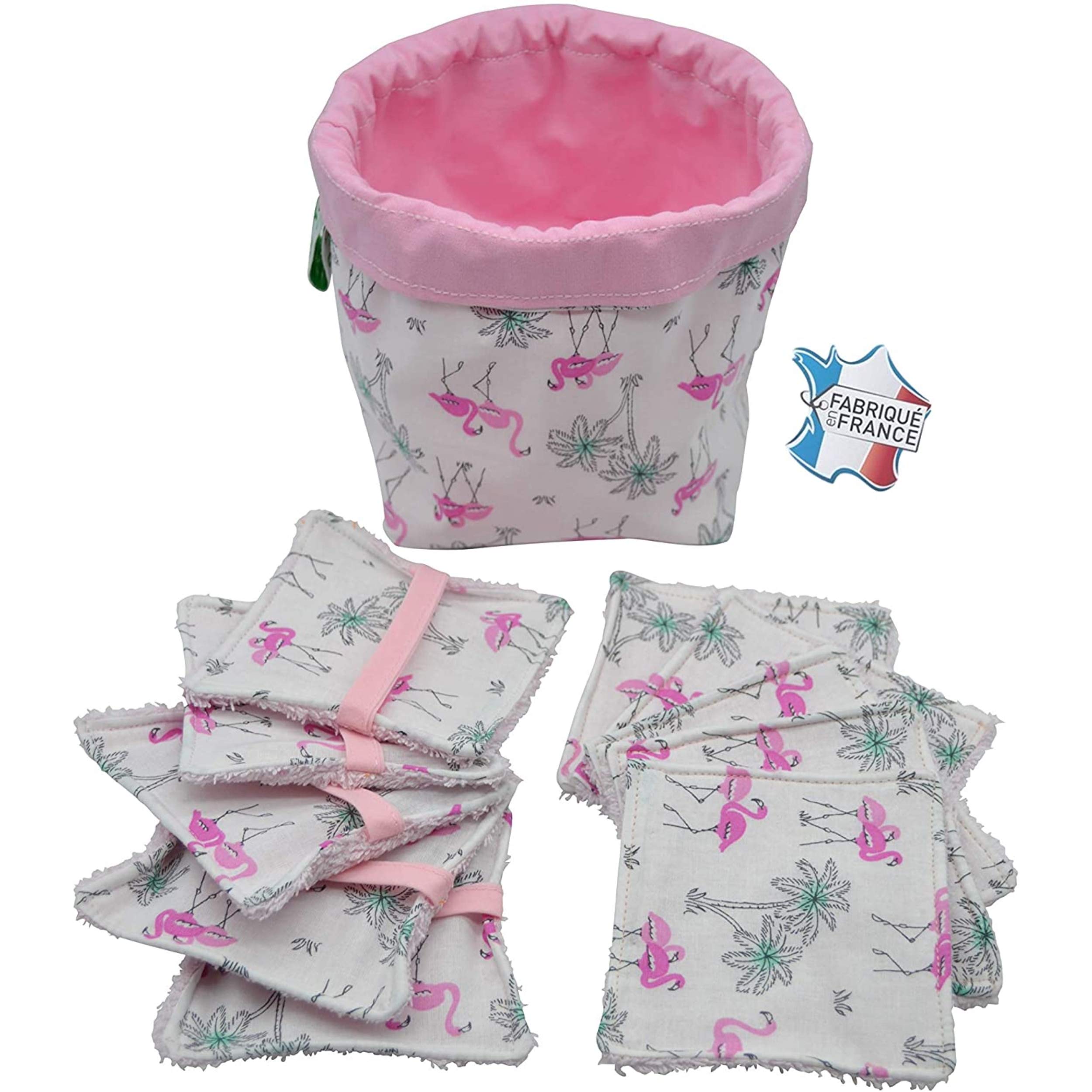 10 Washable Make-Up Wipes in Various Colours - Washable Toilet and Net - Machine Wash Set - Washable Cloth - Washable Makeup Remover Made of Organic Cotton - Washable Baby Cloth
