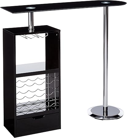 Amazon Com Coaster Contemporary Glossy Black Bar Unit With Sturdy