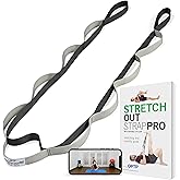 OPTP Stretch Out Strap Pro with Exercise Book, 11 Loops USA-Made Yoga Strap | 11 Loop stretching strap for yoga &amp; Pilates, physical therapy strap for leg &amp; knee recovery, with Stretching &amp; Mobility Guide