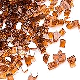 Pulovin 10 lbs Fire Glass for Propane Fire Pit, 1/2 Inch Fire Pit Glass Rocks for Gas Fireplace, Reflective Glass Rocks for Fire Pit Table, Copper