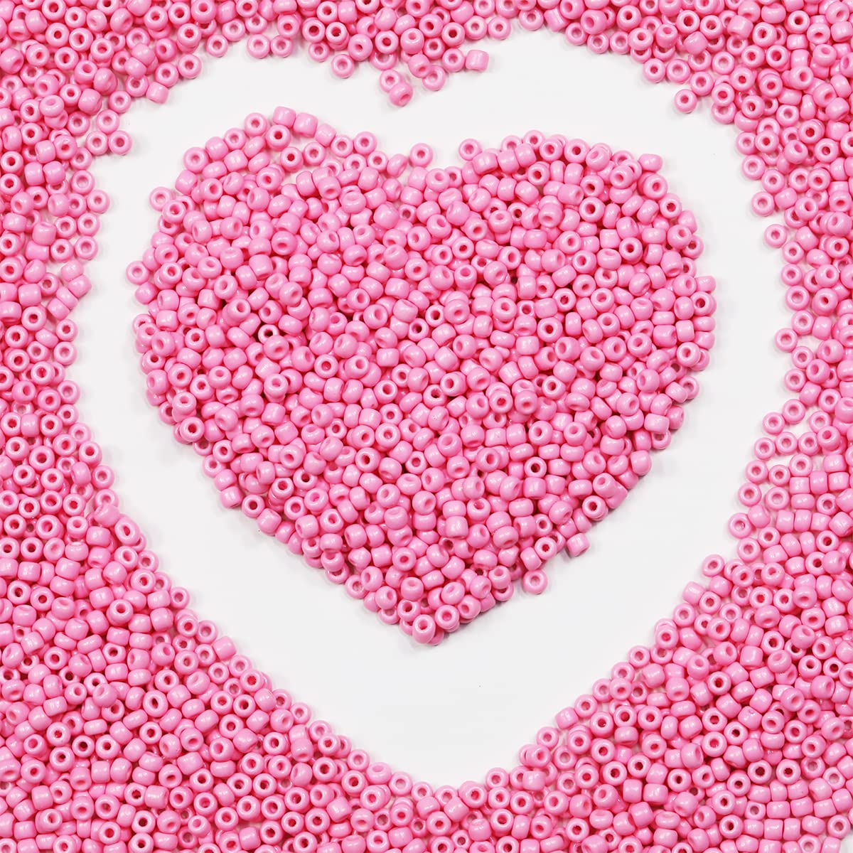 3mm Pink Seed Beads for Jewelry Making 110 Grams About 4000pcs,8/0 Glass Craft Beads for Making Earrings, Bracelets, Pendants, Waist Jewelry, DIY Handmade Seed Beads (Pink, 3mm) — image 1