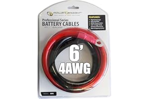 Power Bright 4-AWG6 4 AWG Gauge 6-Foot Professional Series Inverter Cables 1000-1500 watt