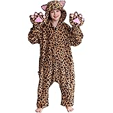 DELEY Onesie Kids Halloween Christmas Costume Cosplay Sleepwear One Piece Animal Pajamas for 4-13 Girls Boys Cat