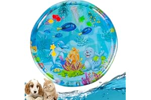 ONRSV Sensory Water Play Mat for Cats, Water Tummy Time Mat, Tummy Time Water Play Mat, Water Sensory Playmat with Fish for Pet Play, Keeping Cats Entertained, Pet Cooling Mat for Summer (StyleA / 42IN)