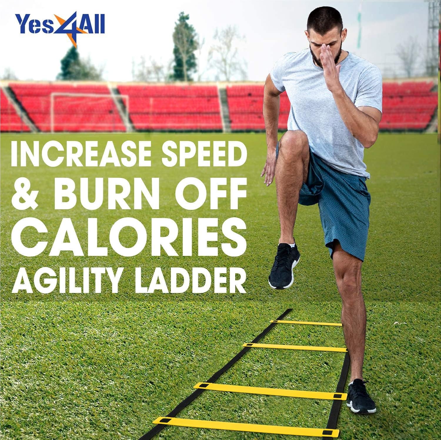 Yes4All Agility Ladder – Speed Agility Training Ladder with Carry Bag - 8 Rung (Yellow) - SGQV : Speed And Agility Training Ladders : Sports & Outdoors