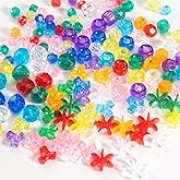 Gxueshan 738 Pcs Acrylic Pony Beads Tri-Shaped Bone Assorted Faceted Loose Crystal Plastic Space Briolette Transparent Round Sunburst Starflake Kandi Friendship Beads for Jewelry Bracelet Making Kit