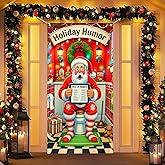 BlissYard Humor Door Cover 71x35 Inch Door Banners Decoration Winter Santa Bathroom Scene for Sign Party Indoor Decor