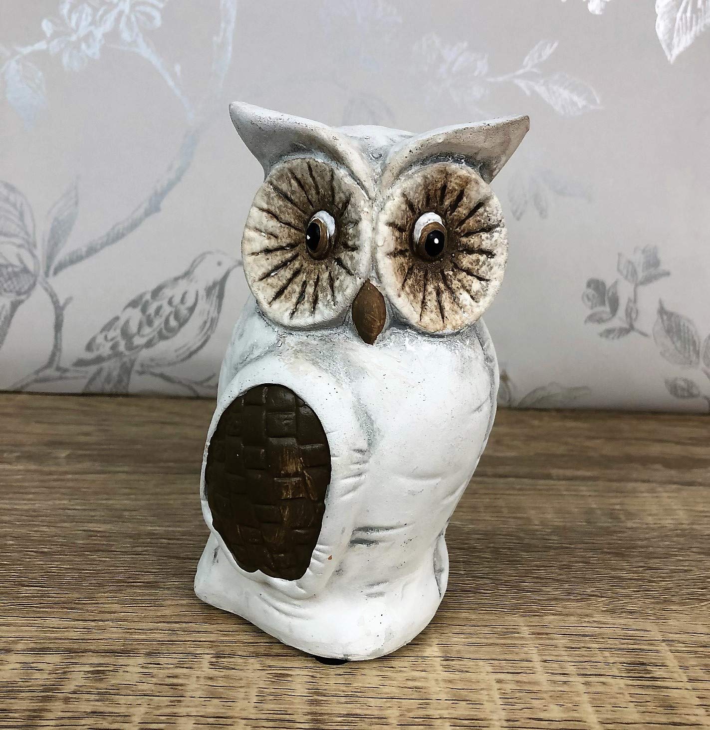Dog | Cat | Owl Ceramic Rustic Animal Ornaments Shabby Chic Home Decor (SMALL OWL)