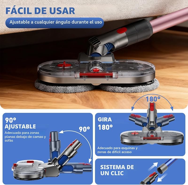 Cabeça elétrica de esfregão para Dyson V7 V8 V10 V11 V15 Acessório para Esfregão para Dyson com depósito de água removível, depósito de enchimento e 8 esfregões laváveis