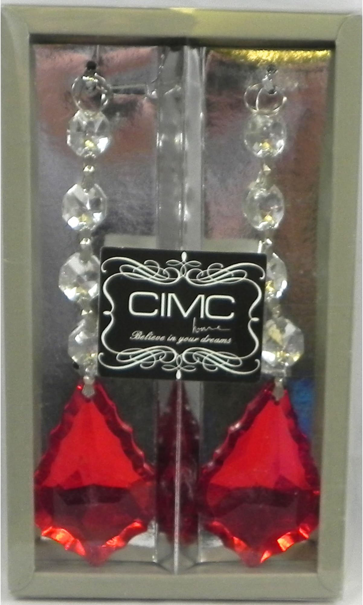CIMC Cut Glass Hanging Beads Red