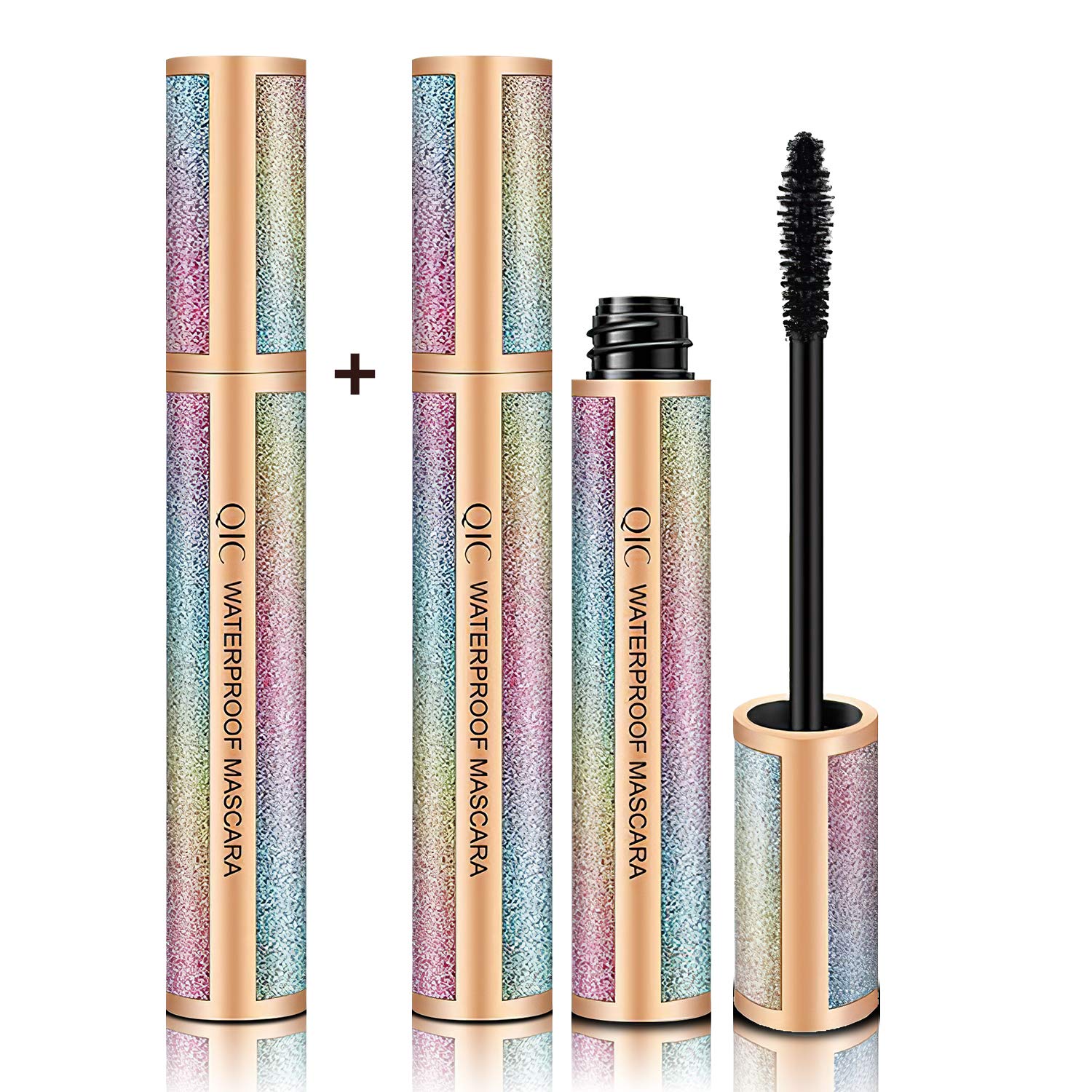 Vafee 4D Silk Fiber Lash Mascara,2 Packs, Luxuriously Longer, Thicker, Voluminous Eyelashes, Long-Lasting, Dramatic Extension, Waterproof Smudge-proof, Hypoallergenic Formula