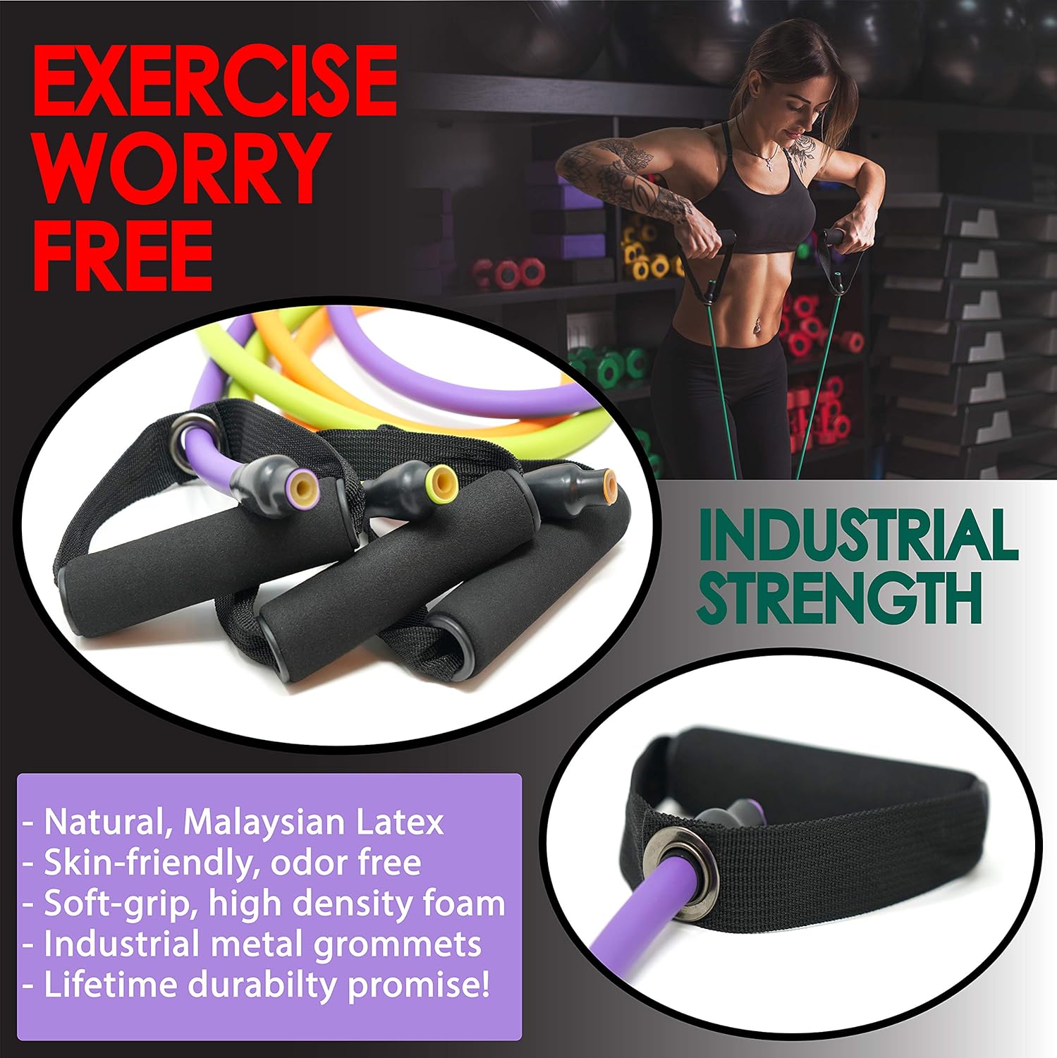 TRIBE PREMIUM Resistance Bands Set for Exercise, Workout Bands for Men with Fitness Tension Bands, Handles, Door Anchor, Ankle Straps, Carry Bag & Advanced eBook - Strength Training, Home Gym & More!! : Sports & Outdoors